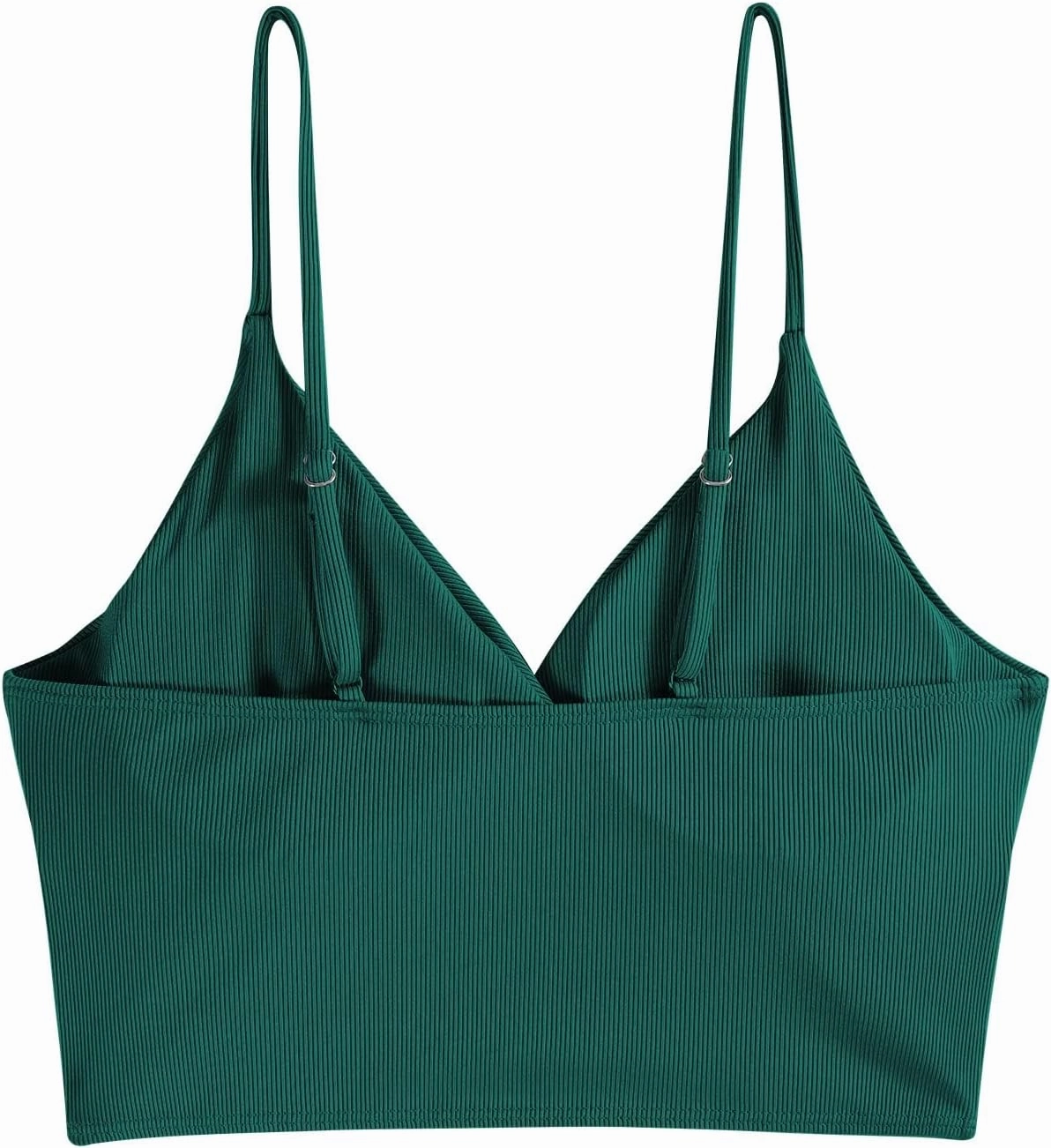 ZAFUL Women's V Neck Tankini Top Ribbed Adjustable Spaghetti Straps Bikini Top Bathing Suit Swim Tops