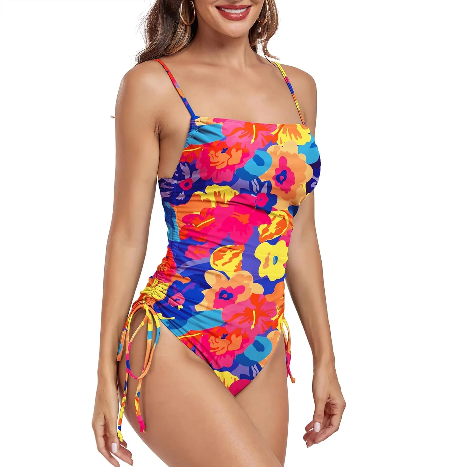 Zando One Piece Swimsuit Women Tummy Control Bathing Suits Cheeky High Cut One Piece Swimsuits Swimwear Tie Side