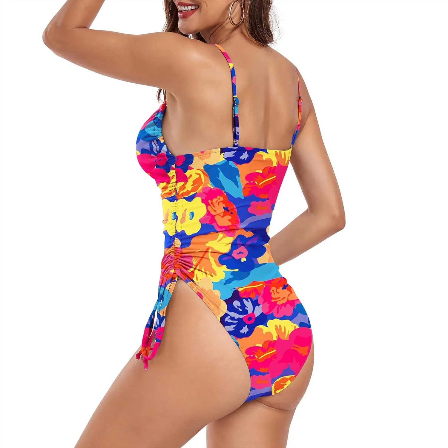 Zando One Piece Swimsuit Women Tummy Control Bathing Suits Cheeky High Cut One Piece Swimsuits Swimwear Tie Side
