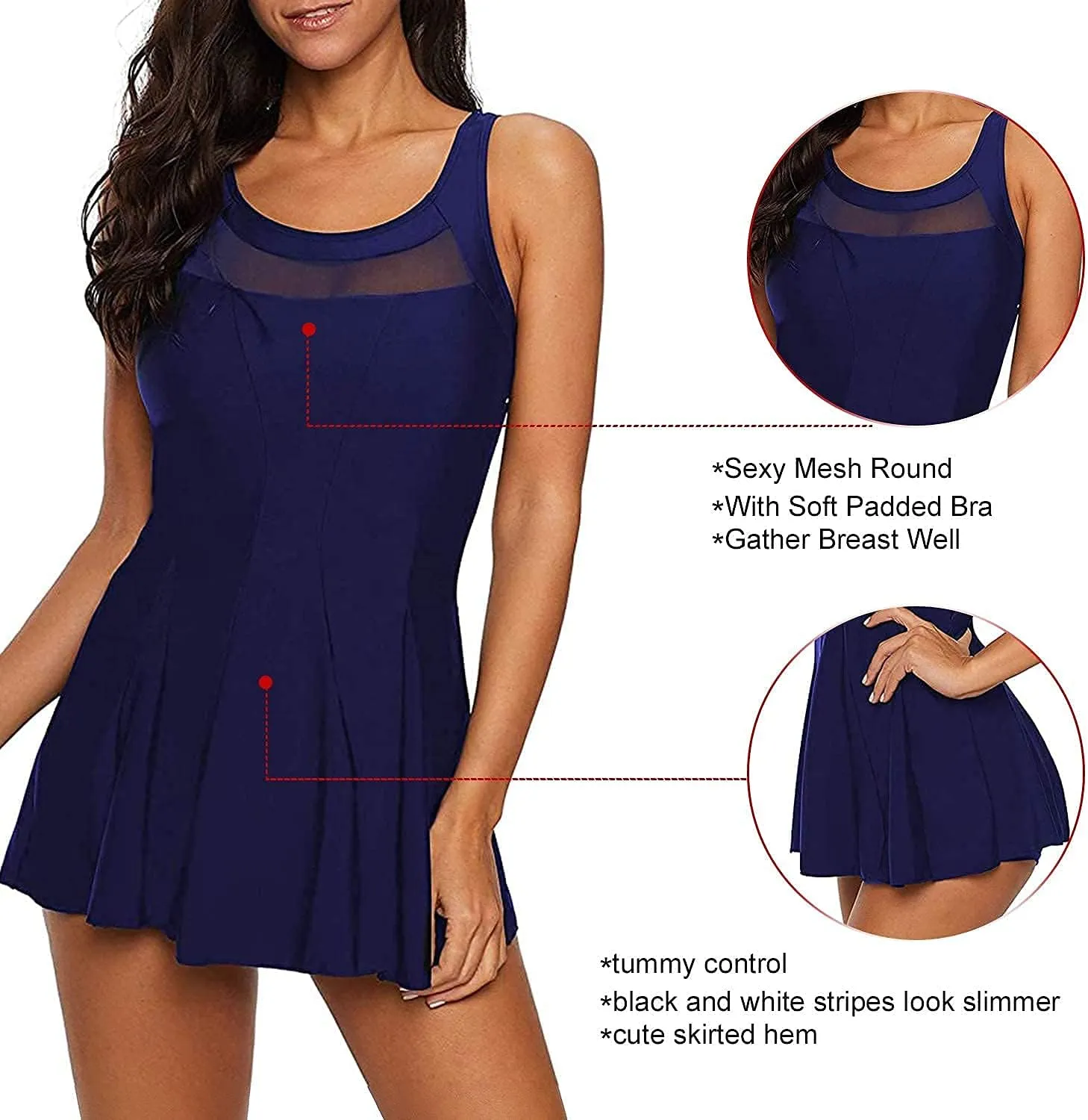 Zando Swim Suits for Women 2025 Swim Dress Womens SwimsuitsBathing Suits Swim Skirt One Piece Swimsuit Tummy Control