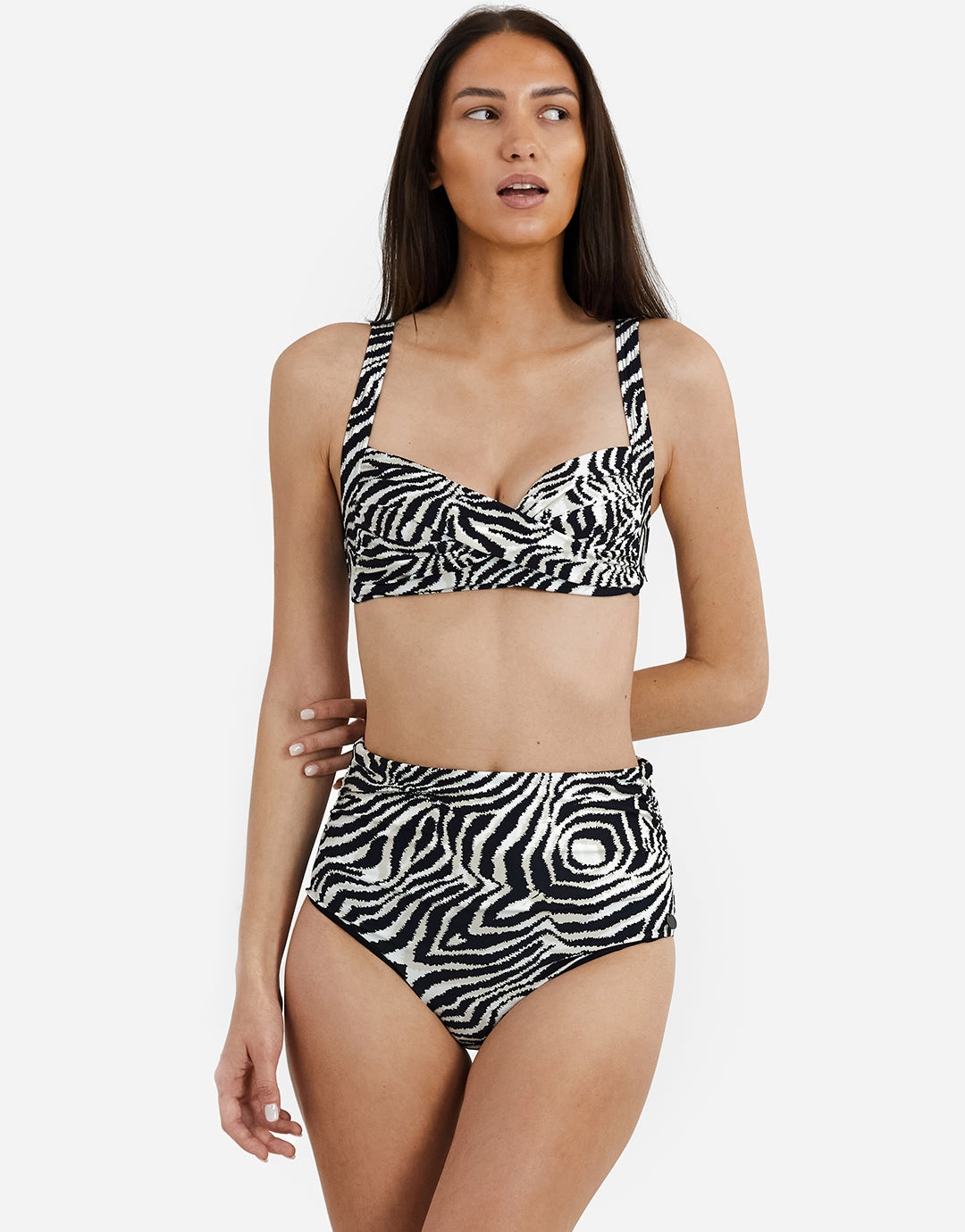 Zebra Chara Bikini Pant - Brown and White