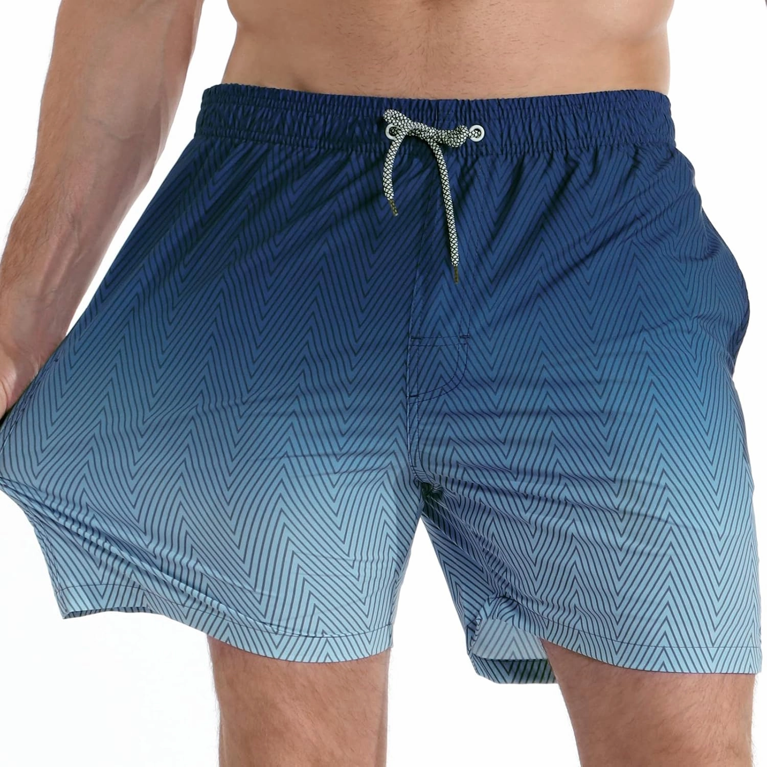 zeetoo Mens Swim Trunks with Compression Liner 5.5" Inseam Shorts Bathing Suit Quick Dry Swimsuit