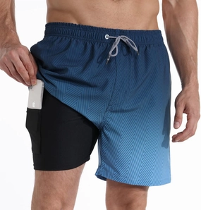 zeetoo Mens Swim Trunks with Compression Liner 5.5" Inseam Shorts Bathing Suit Quick Dry Swimsuit