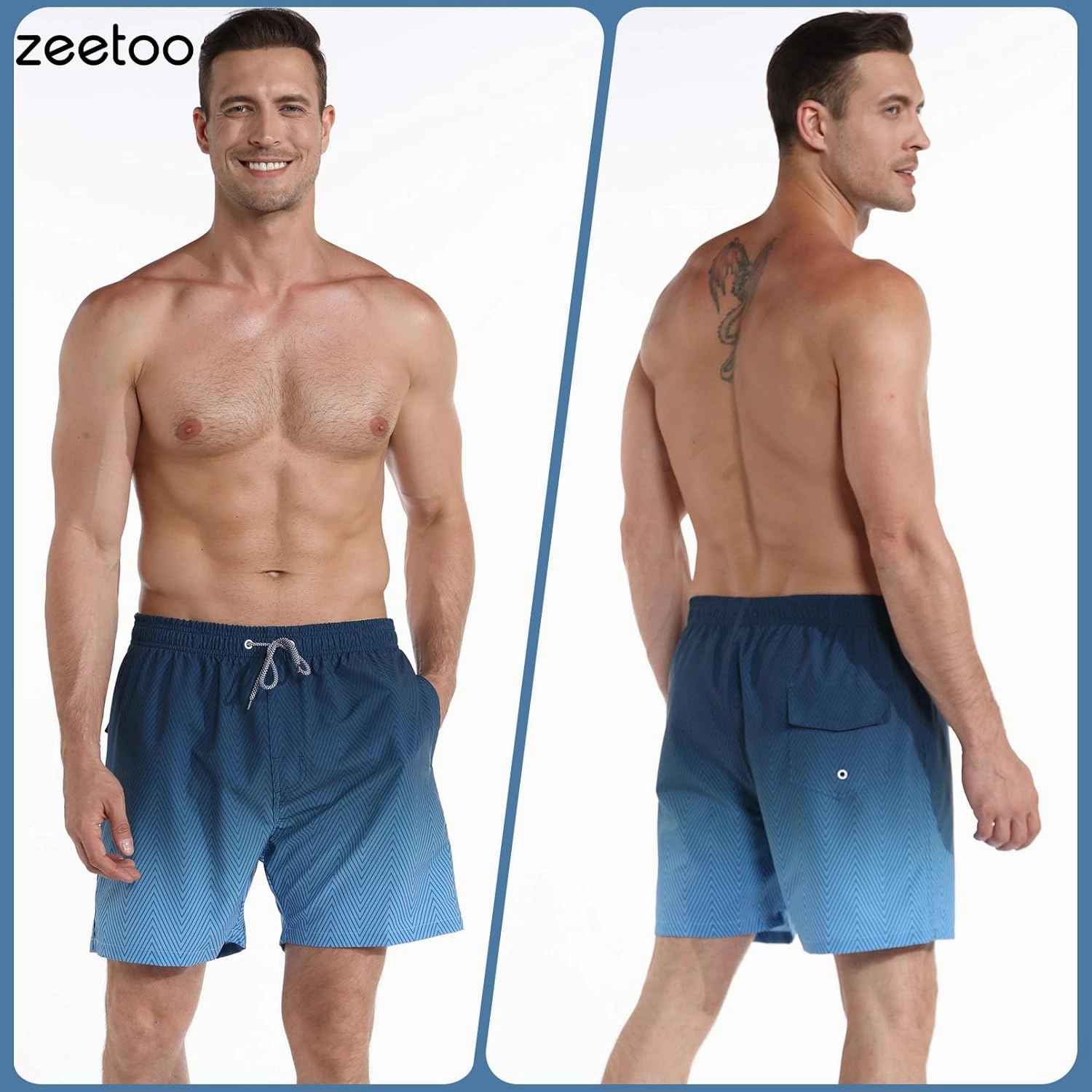 zeetoo Mens Swim Trunks with Compression Liner 5.5" Inseam Shorts Bathing Suit Quick Dry Swimsuit
