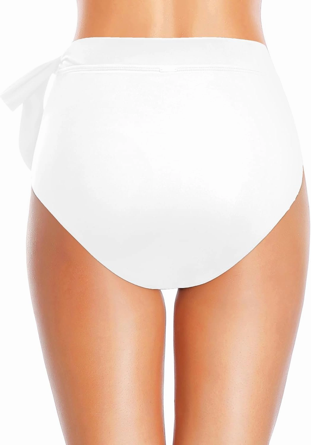 Zmart High Waisted Bikini Bottoms - Women's Full Coverage Bathing Suit Tummy Control Swimsuit with Tie Side Knot Bottom