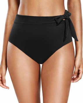 Zmart High Waisted Bikini Bottoms - Women's Full Coverage Bathing Suit Tummy Control Swimsuit with Tie Side Knot Bottom