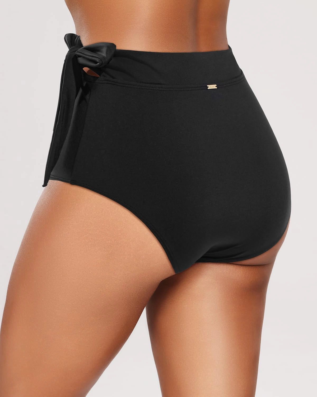 Zmart High Waisted Bikini Bottoms - Women's Full Coverage Bathing Suit Tummy Control Swimsuit with Tie Side Knot Bottom