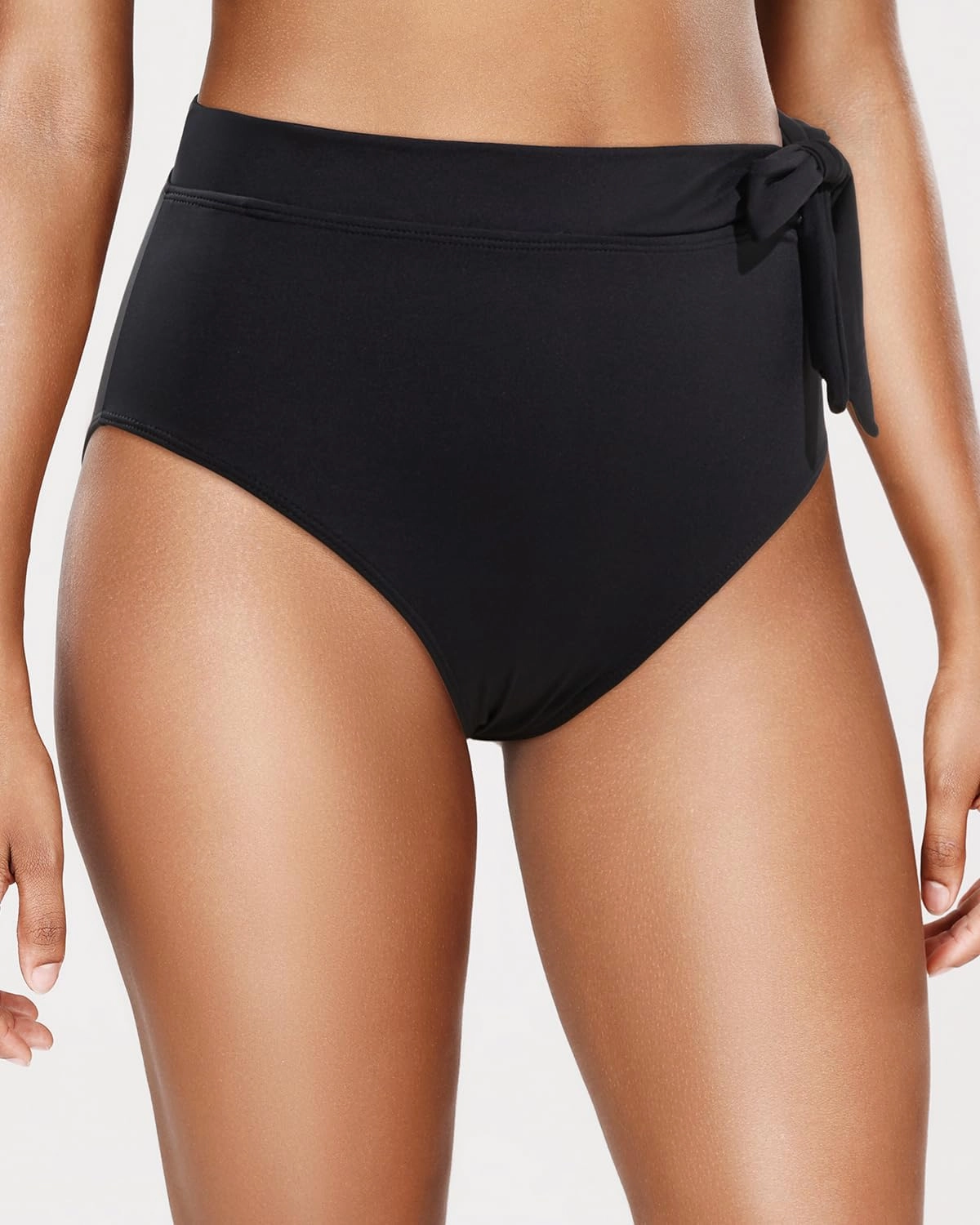 Zmart High Waisted Bikini Bottoms - Women's Full Coverage Bathing Suit Tummy Control Swimsuit with Tie Side Knot Bottom
