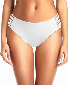 Zmart Strappy Bikini Bottoms - Women's Full Coverage Bathing Suit Mid Waist Swimsuit Bottom