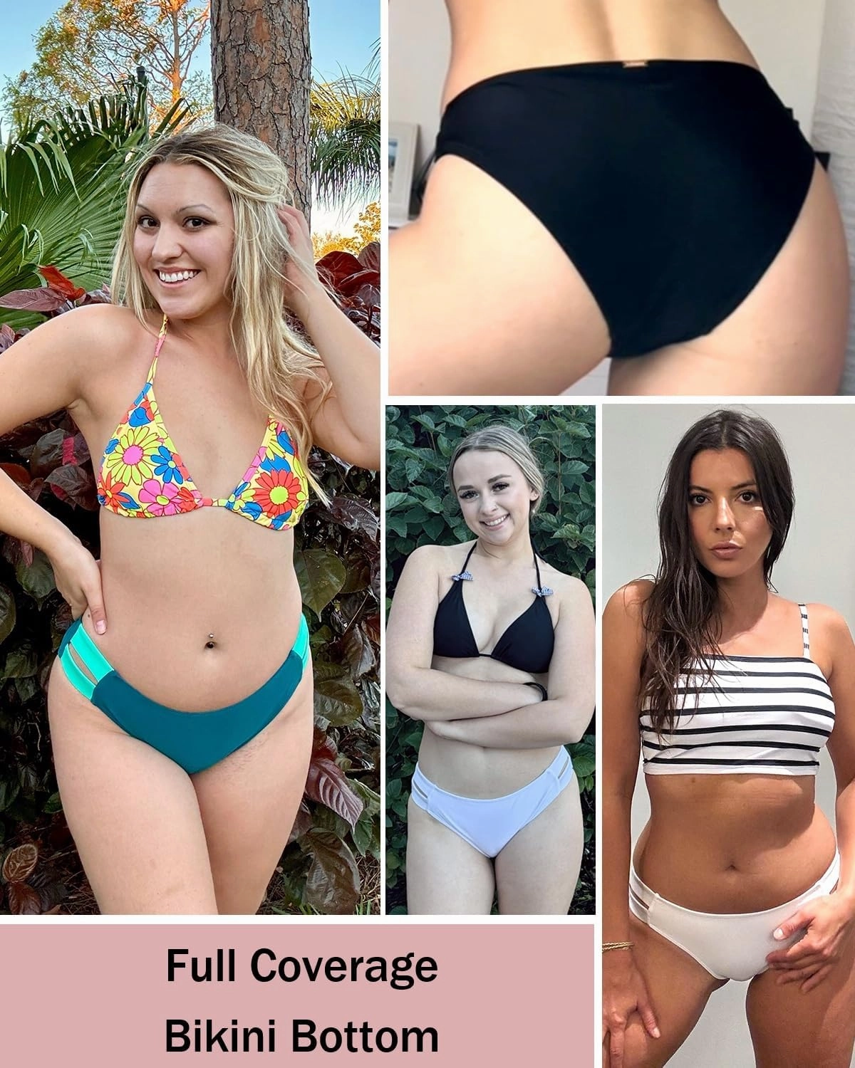 Zmart Strappy Low Rise Bikini Bottoms - Women Full Coverage Swim Bathing Suit Bottom Swimsuits Bottom
