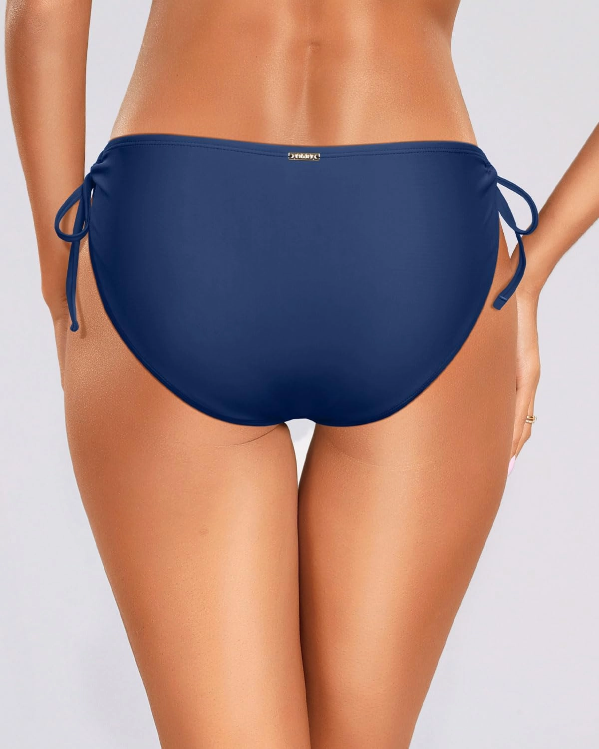 Zmart String Tie Side Bikini Bottoms - Women Full Coverage Swimsuit Bottom Mid Rise Mid Waist Swim Bathing Suit Bottom
