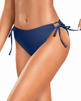Zmart String Tie Side Bikini Bottoms - Women Full Coverage Swimsuit Bottom Mid Rise Mid Waist Swim Bathing Suit Bottom