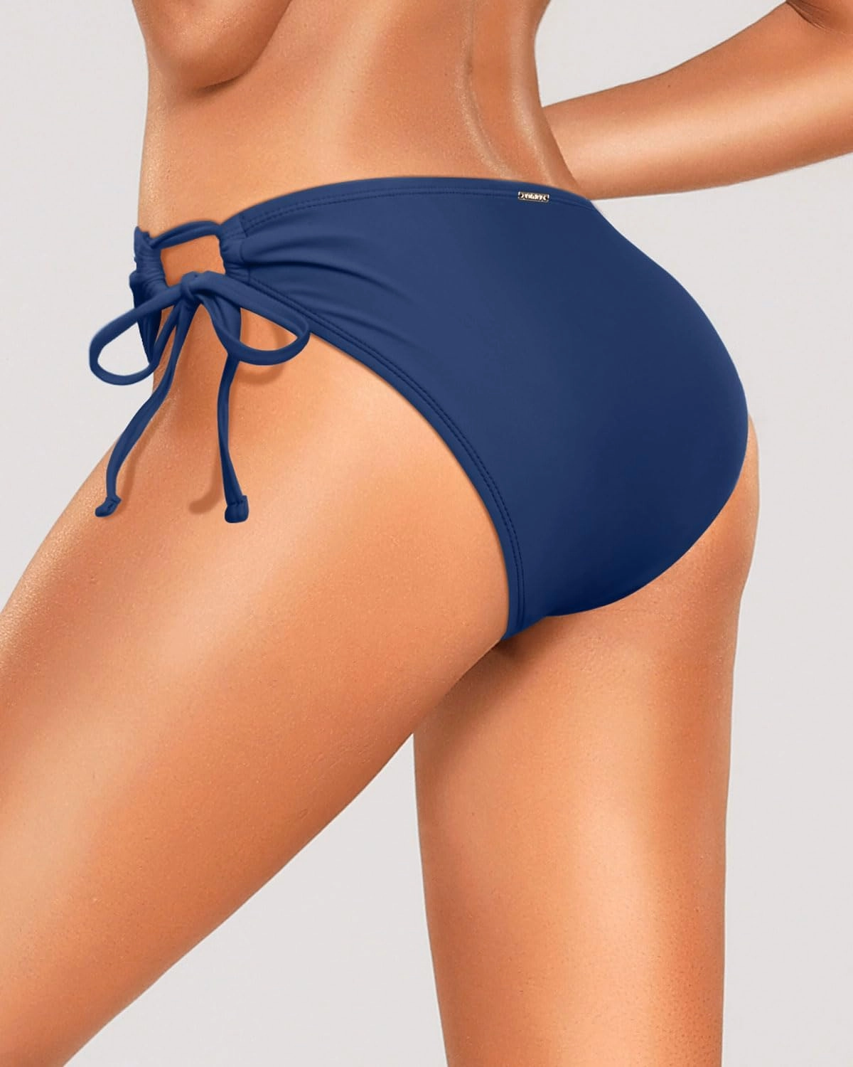 Zmart String Tie Side Bikini Bottoms - Women Full Coverage Swimsuit Bottom Mid Rise Mid Waist Swim Bathing Suit Bottom