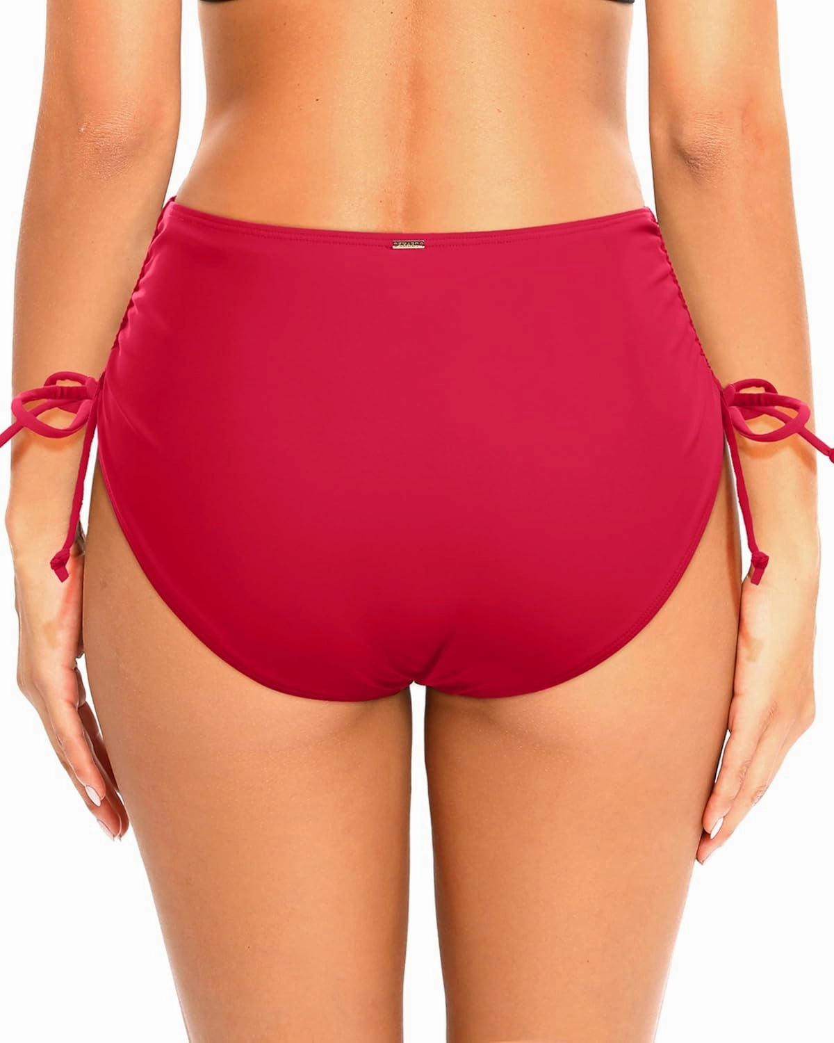 Zmart Women Full Coverage Bikini Bottom Adjustable Side Tie Swim Bottom with Side Ruched Mid Rise Bathing Swimsuit