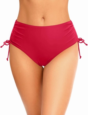 Zmart Women Full Coverage Bikini Bottom Adjustable Side Tie Swim Bottom with Side Ruched Mid Rise Bathing Swimsuit