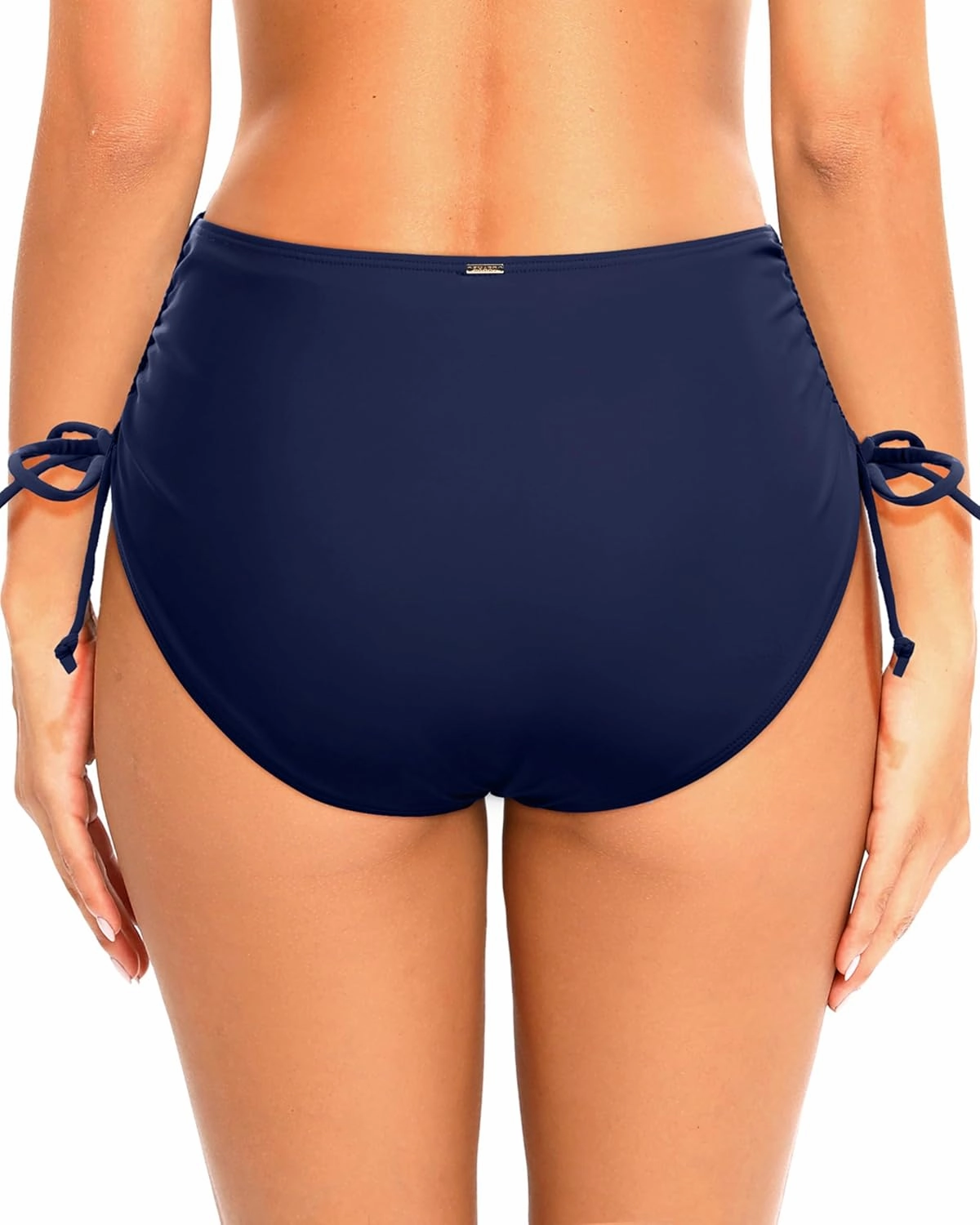 Zmart Women Full Coverage Bikini Bottom Adjustable Side Tie Swim Bottom with Side Ruched Mid Rise Bathing Swimsuit
