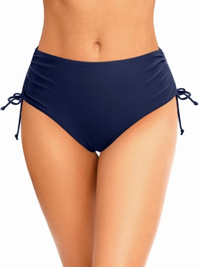 Zmart Women Full Coverage Bikini Bottom Adjustable Side Tie Swim Bottom with Side Ruched Mid Rise Bathing Swimsuit