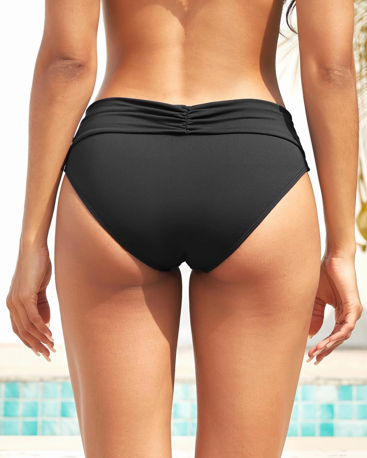 Zmart Women Full Coverage Ruched Bikini Bottoms Tummy Control Swim Bottoms Scrunch Ruffle Bathing Suit Bottom