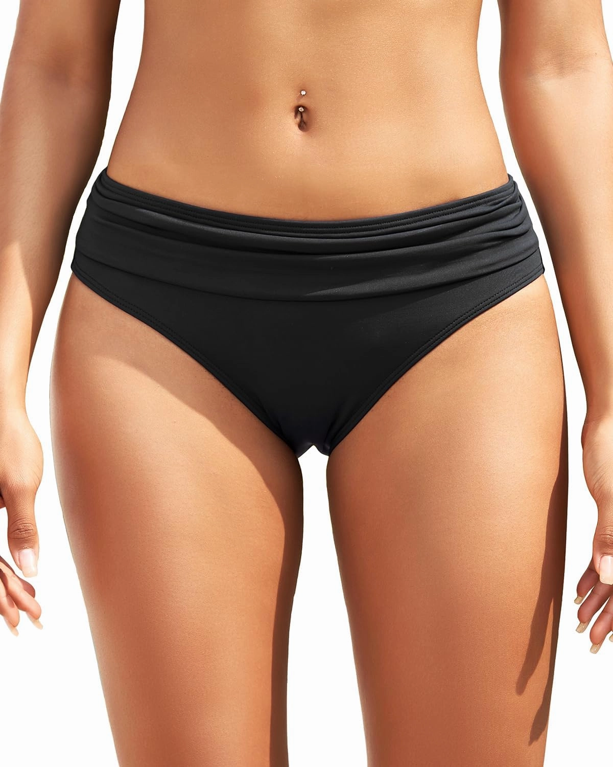 Zmart Women Full Coverage Ruched Bikini Bottoms Tummy Control Swim Bottoms Scrunch Ruffle Bathing Suit Bottom