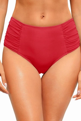 Zmart Women High Waist Bikini Bottoms - Full Coverage Ruched Bathing Suit Swim Bottom Swimsuits Swimwear
