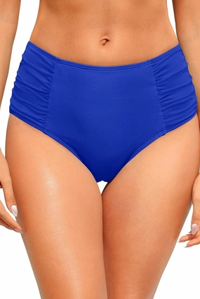 Zmart Women High Waist Bikini Bottoms - Full Coverage Ruched Bathing Suit Swim Bottom Swimsuits Swimwear