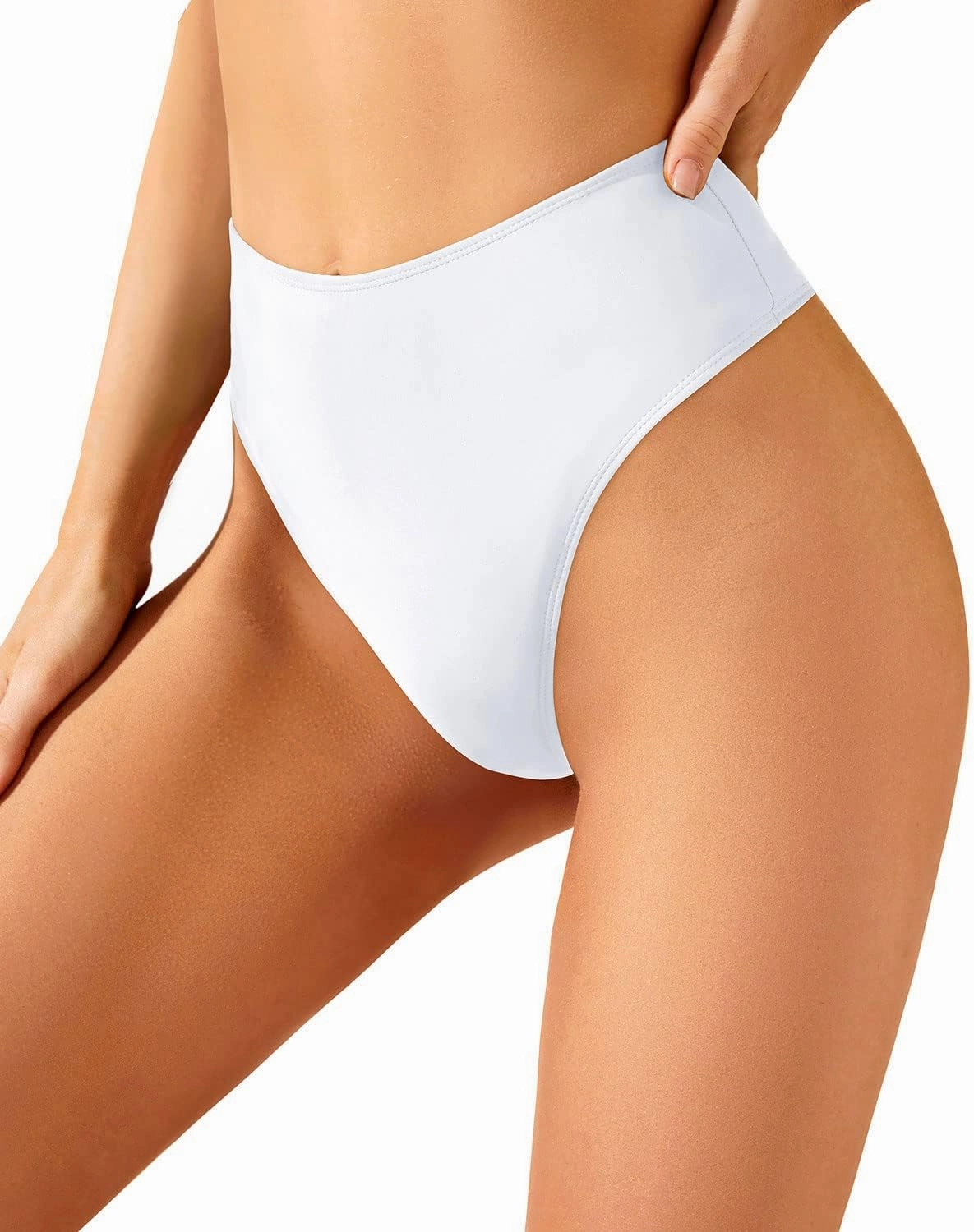 Zmart Women High Waist Thong Bikini Bottoms High Cut Swimsuit Bathing Suit Cheeky Brazilian Swimwear Bottom