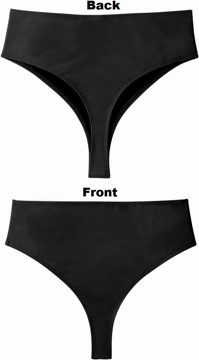 Zmart Women High Waist Thong Bikini Bottoms High Cut Swimsuit Bathing Suit Cheeky Brazilian Swimwear Bottom