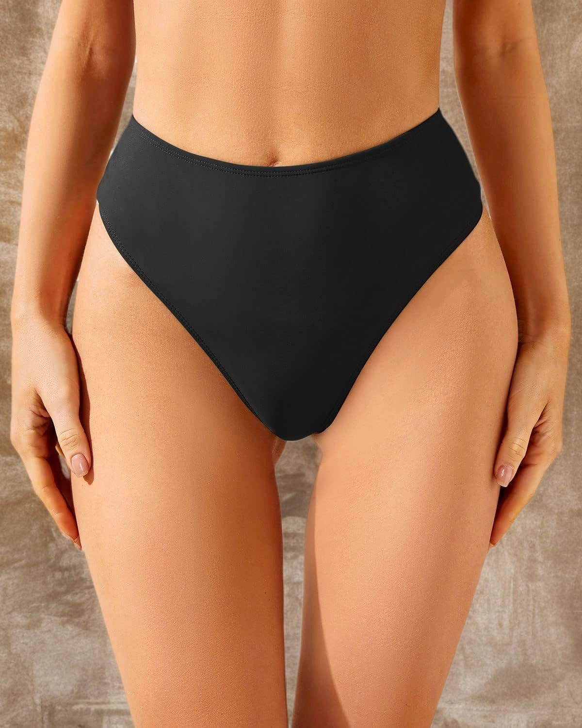 Zmart Women High Waist Thong Bikini Bottoms High Cut Swimsuit Bathing Suit Cheeky Brazilian Swimwear Bottom