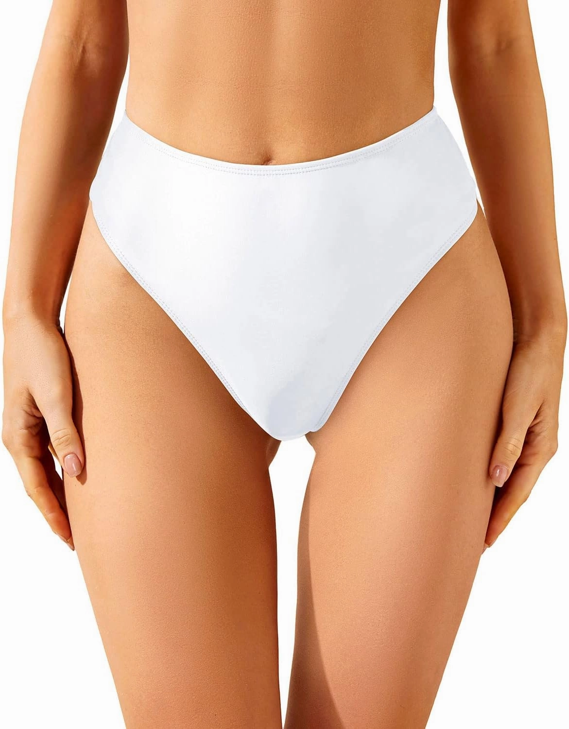 Zmart Women High Waist Thong Bikini Bottoms High Cut Swimsuit Bathing Suit Cheeky Brazilian Swimwear Bottom