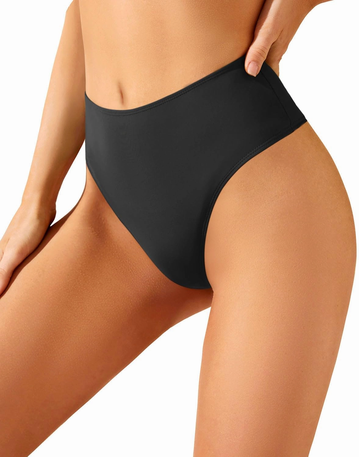 Zmart Women High Waist Thong Bikini Bottoms High Cut Swimsuit Bathing Suit Cheeky Brazilian Swimwear Bottom