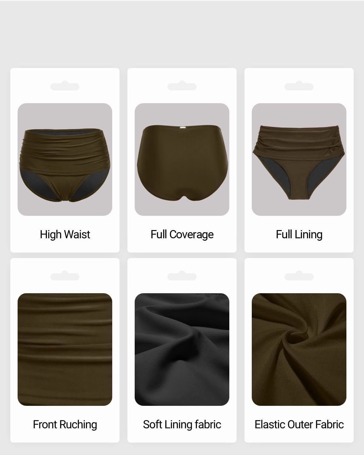 Zmart Women High Waisted Bikini Bottoms - Full Coverage Swim Bottom Ruched Tummy Control Bathing Suit Swimsuit 2025