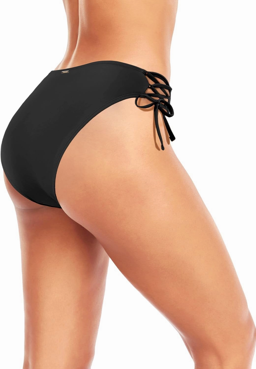Zmart Women Low Waisted Bikini Bottoms - String Tie Side Bathing Suit Moderate Coverage Swim Bottom