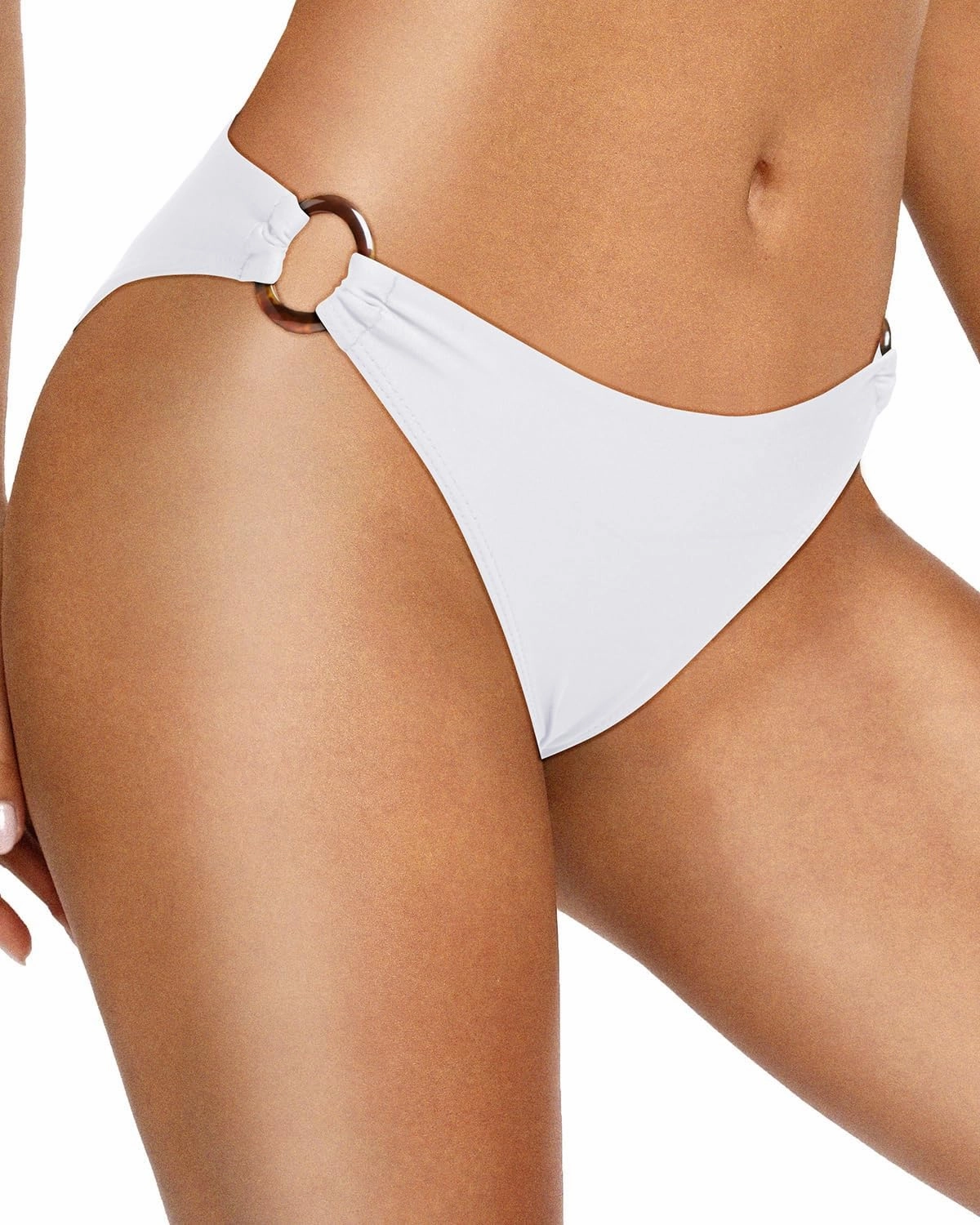 Zmart Women O Ring Bikini Bottoms Full Coverage Swimsuit Bottom Low Waist Low Rise Bathing Suit
