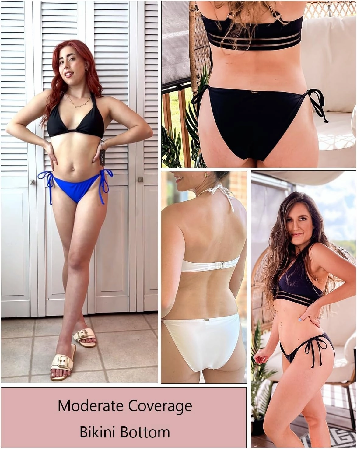 Zmart Women's String Tie Side Bikini Bottoms Cheeky Bathing Suit Bottom Low Waisted Swim Bottom