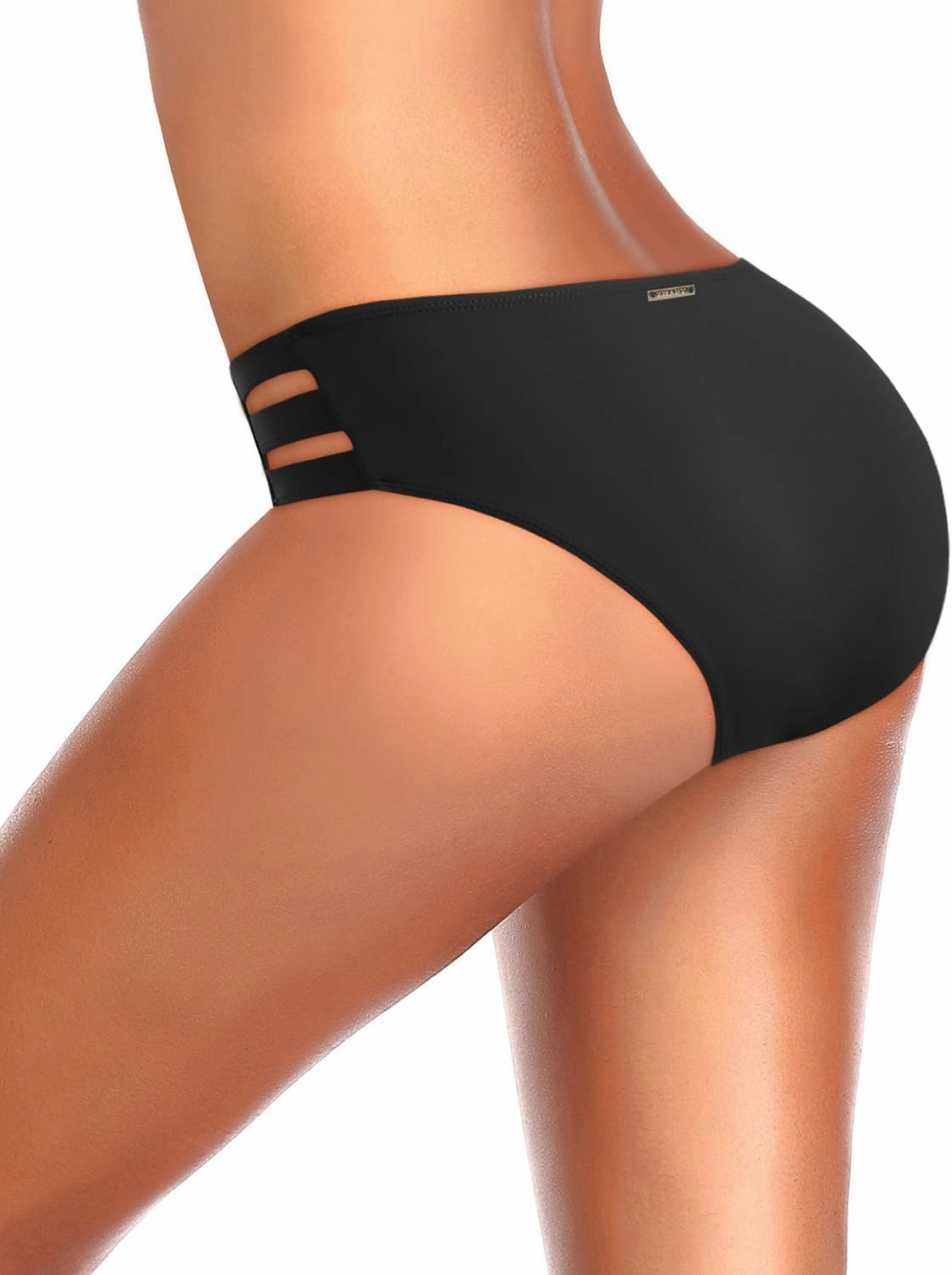 Zmart Women Standard Strappy Bikini Bottoms Full Coverage Bathing Suit Cutout Swim Low Rise Swimsuit Bottom