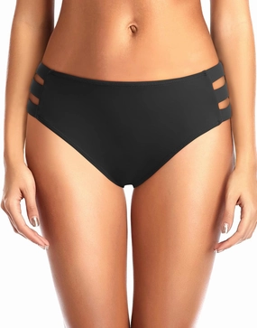 Zmart Women Standard Strappy Bikini Bottoms Full Coverage Bathing Suit Cutout Swim Low Rise Swimsuit Bottom