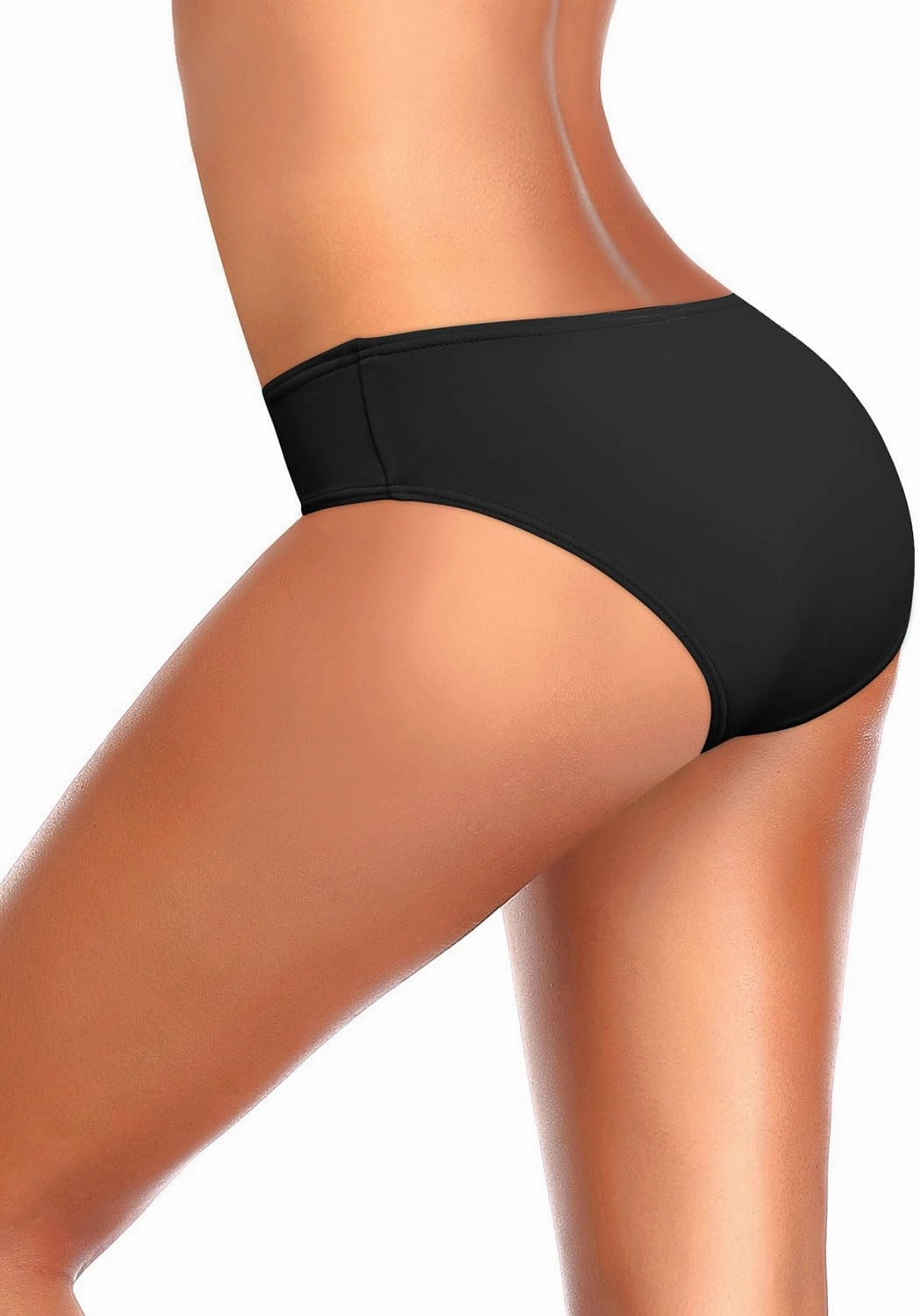 Zmart Women Standard Strappy Bikini Bottoms Full Coverage Bathing Suit Cutout Swim Low Rise Swimsuit Bottom