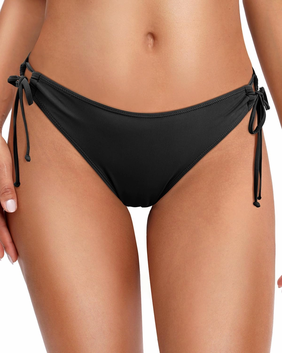 Zmart Women String Tie Side Bikini Bottoms Full Coverage Swimsuit Bottom Low Waist Low Rise Bathing Suit