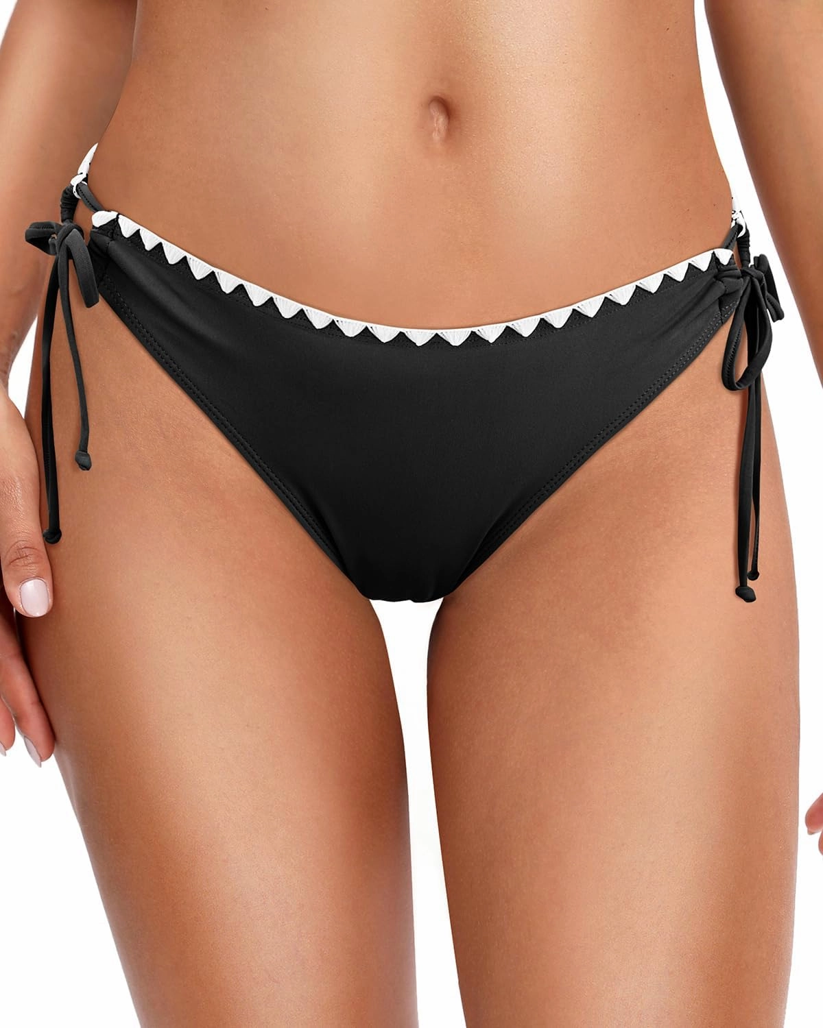 Zmart Women String Tie Side Bikini Bottoms Full Coverage Swimsuit Bottom Low Waist Low Rise Bathing Suit