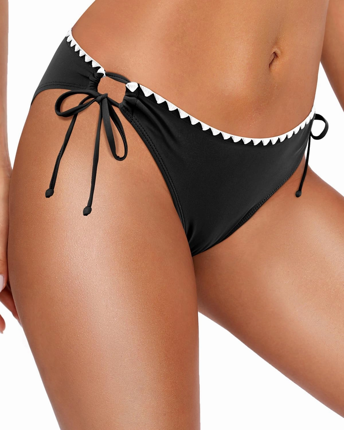 Zmart Women String Tie Side Bikini Bottoms Full Coverage Swimsuit Bottom Low Waist Low Rise Bathing Suit