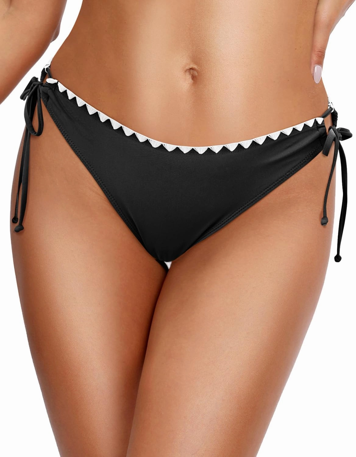 Zmart Women String Tie Side Bikini Bottoms Full Coverage Swimsuit Bottom Low Waist Low Rise Bathing Suit