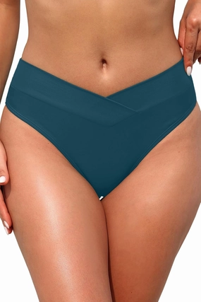 Zmart Women V Cut Cheeky Bikini Bottom - High Cut Bathing Suit Bottom Mid Rise Swim Bottoms Swimsuit