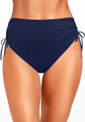 Zmart Womens High Waist Bikini Bottoms - Tie Side Full Coverage Bathing Suit Bottom String Swimsuit
