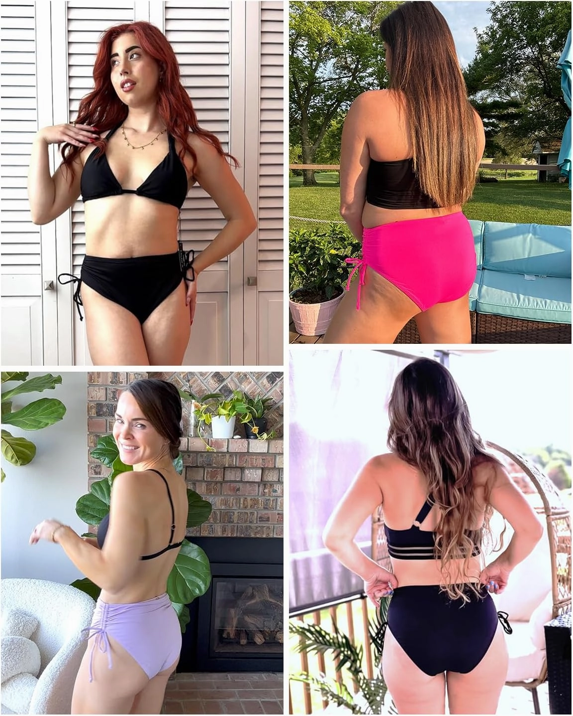 Zmart Womens High Waist Bikini Bottoms - Tie Side Full Coverage Bathing Suit Bottom String Swimsuit