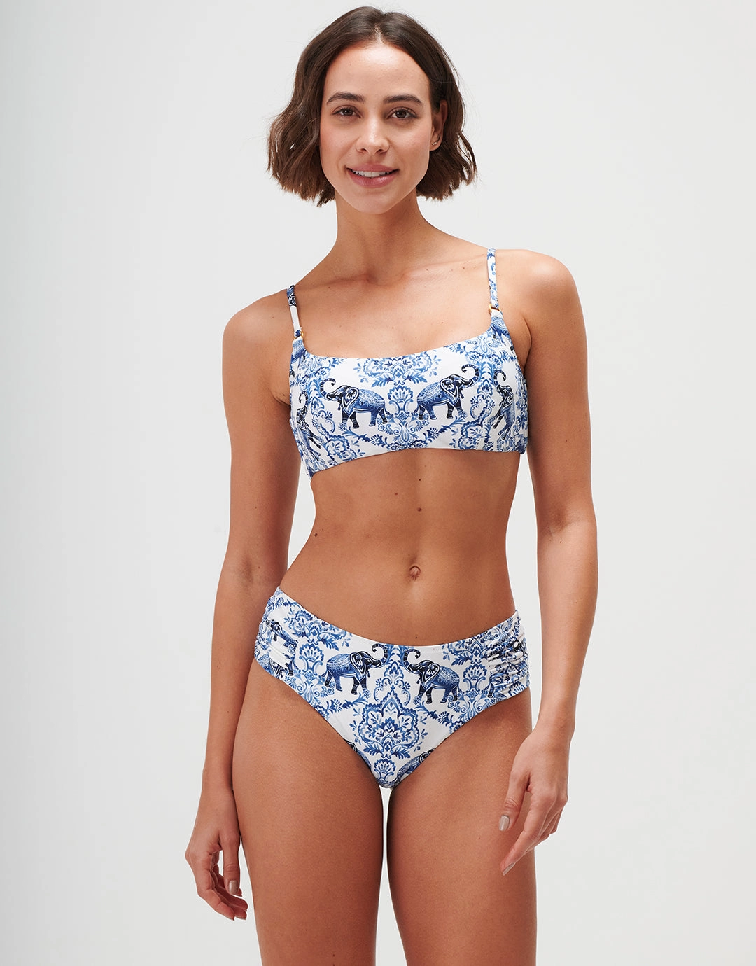 Zuri Gathered Side Bikini Pant - Porcelain