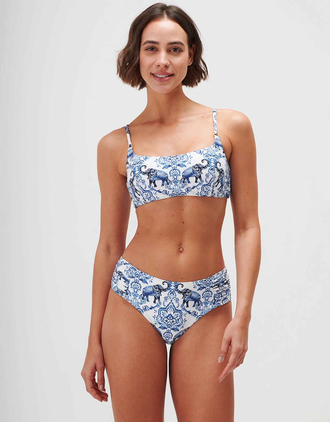Zuri Gathered Side Bikini Pant - Porcelain